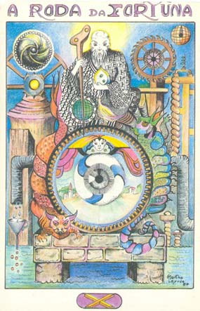 10. A Roda da Fortuna, no Tarot Namur, desenhado por Martha Leyrs