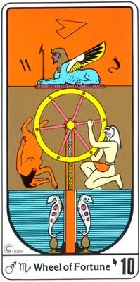 10. La Retribucin (A Roda da Fortuna) no Tarot Egipcio da Kier