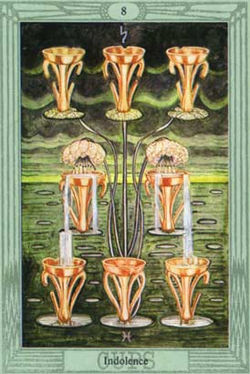 Indolncia, o Oito de Copas no Thoth Tarot de Crowley-Harris