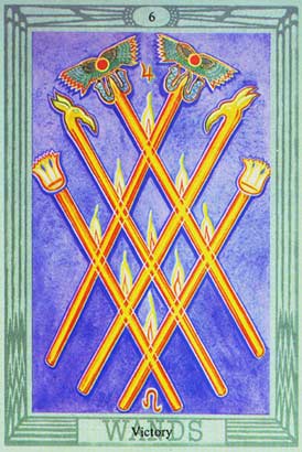 Vitria, o Seis de Paus no Thoth Tarot de Crowley-Harris