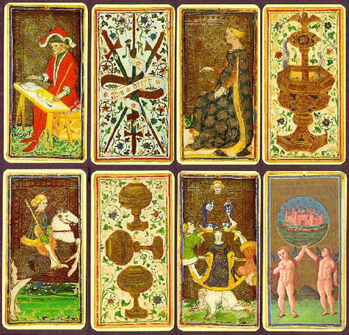 Cartas originais dos tars pintados para os governantes do Ducado de Milo entre 1395 e 1499