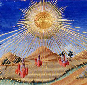 Raios solares em ilustração medieval