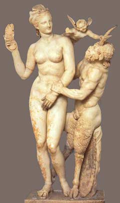 Afrodite, Pan e Eros, escultura grega em mrmore, aproximadamente 100 a.C.