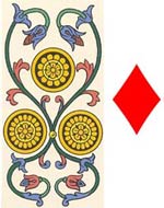 O símbolo de Ouros no Tarot de Marselha-Kris Hadar e no baralho comum.