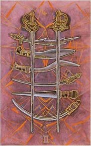 Interference - Oito de Esapdasin O Oito de Espadas - no Thoth Tarot de Crowley
