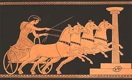 Young girl winning chariot race, engraving from red-figure Greek vase - Young girl winning chariot race, engraving from red-figure Greek vase.
Bibliotque des Arts Dcoratifs/Gianni Dagli Orti