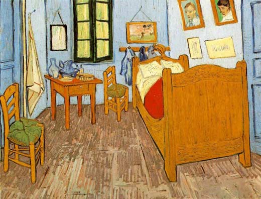 Pintura de Van Gogh, o quarto do artista em Arles, 1889
